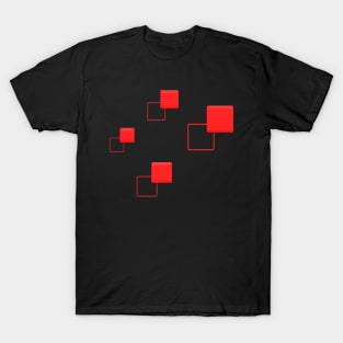 Squares Abstract Art Red Emboss T-Shirt